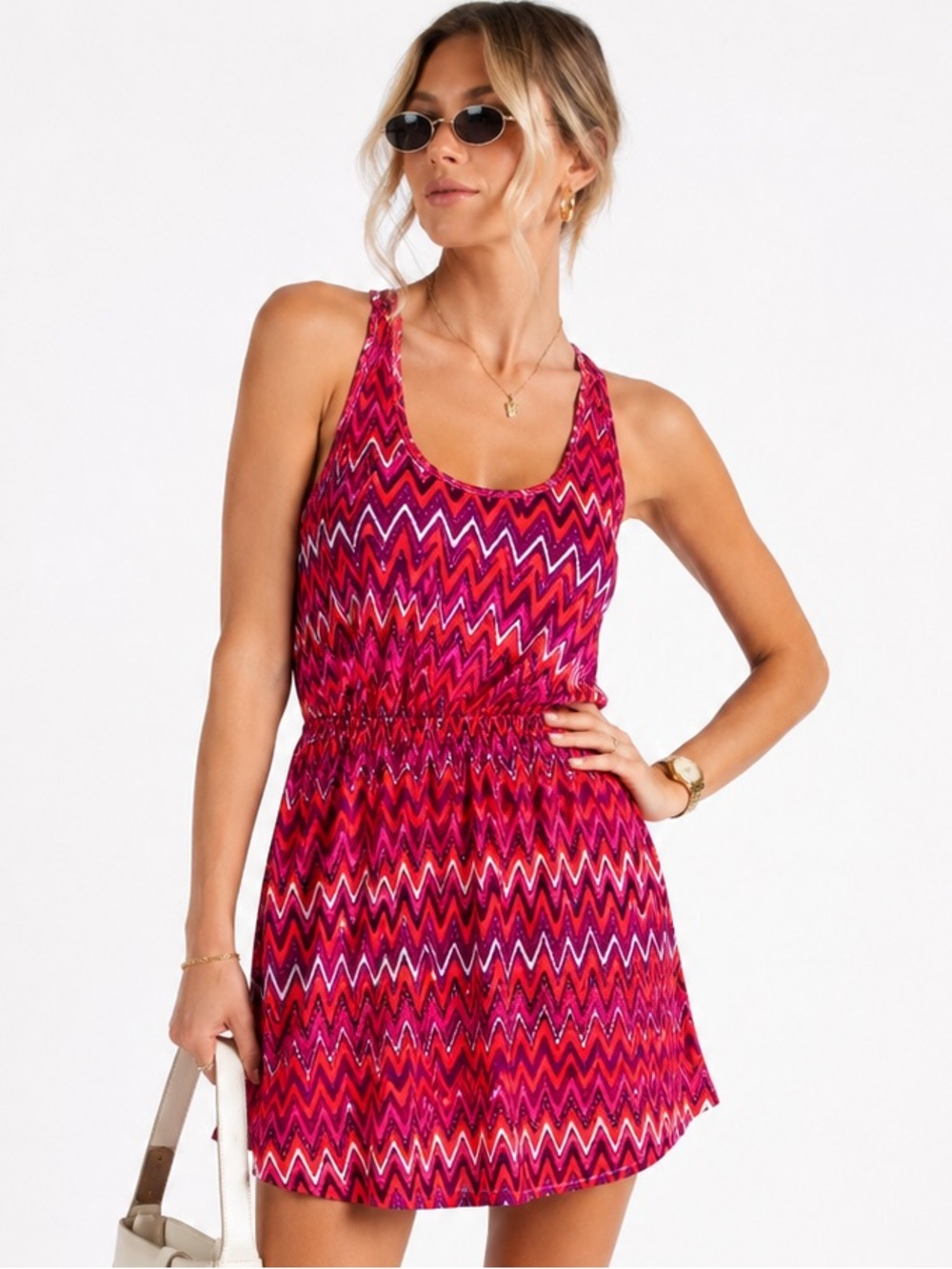 George Pink and Red Floral Print Women's Dress